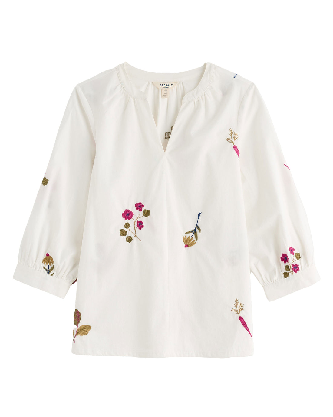 Grace Embroidered Top - Flora Embroidery Chalk