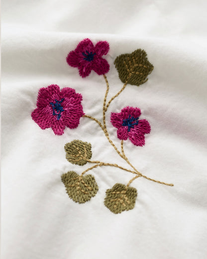 Grace Embroidered Top - Flora Embroidery Chalk