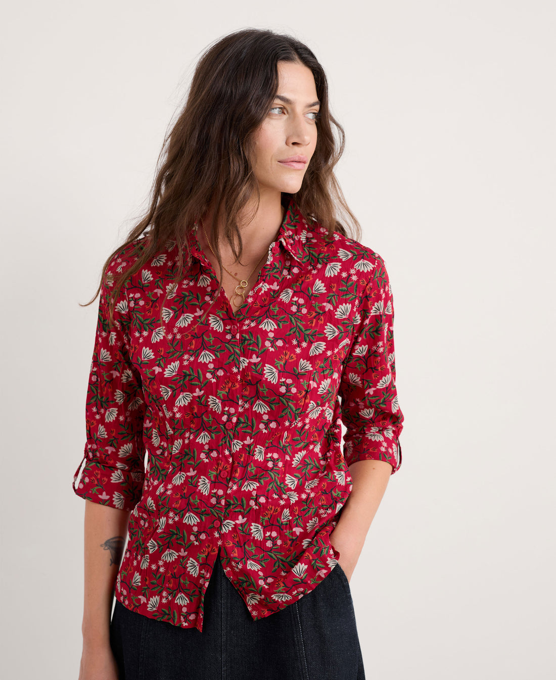 Larissa Shirt - Winter Wildflower Carmine