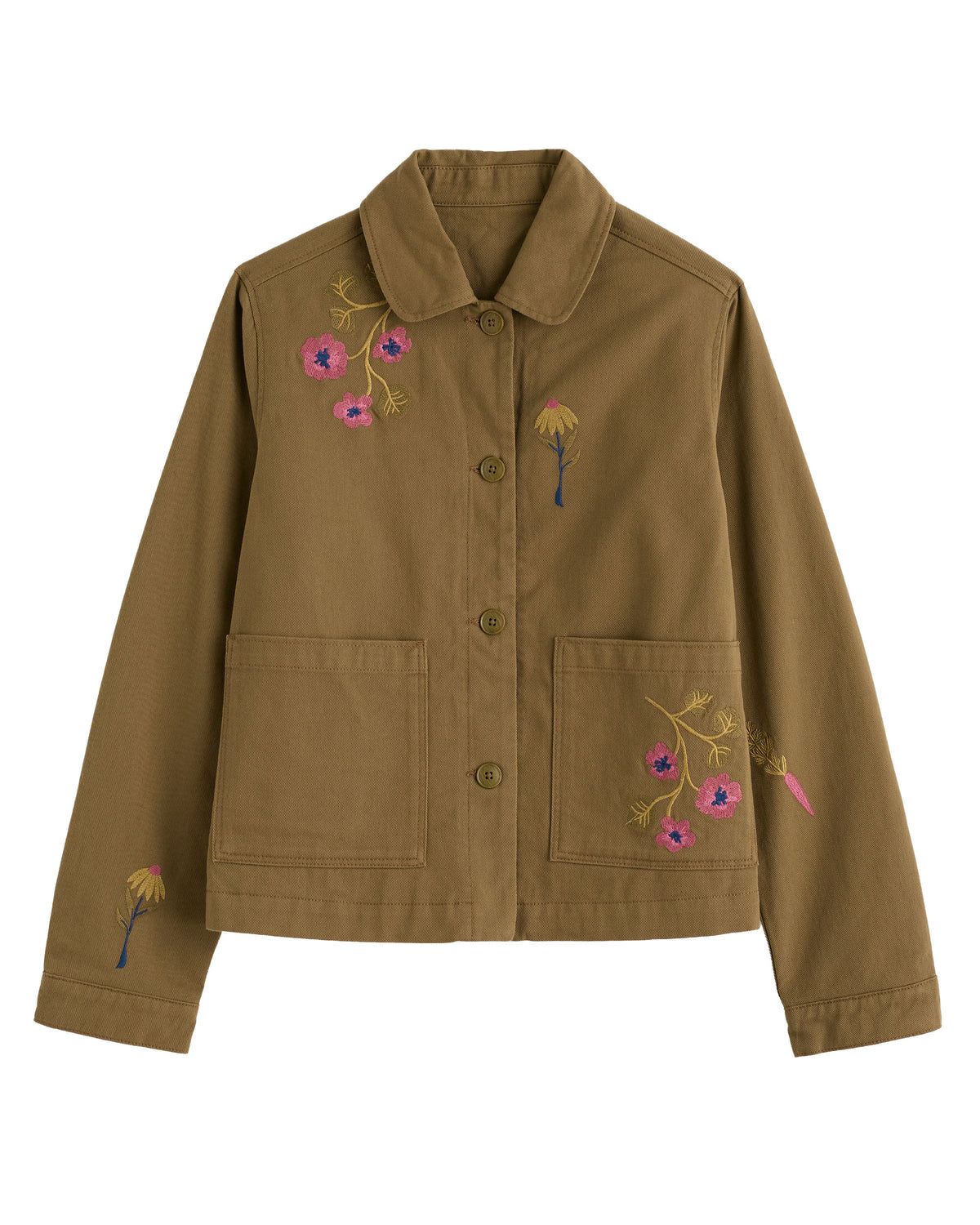 Porth Embroidered Jacket - Flora Embroidery Fern Moss