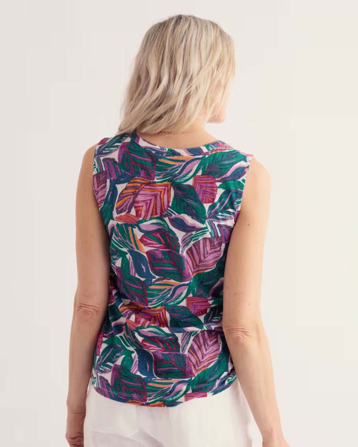 Purist Summer Vest Top - Canna Leaves Chalk