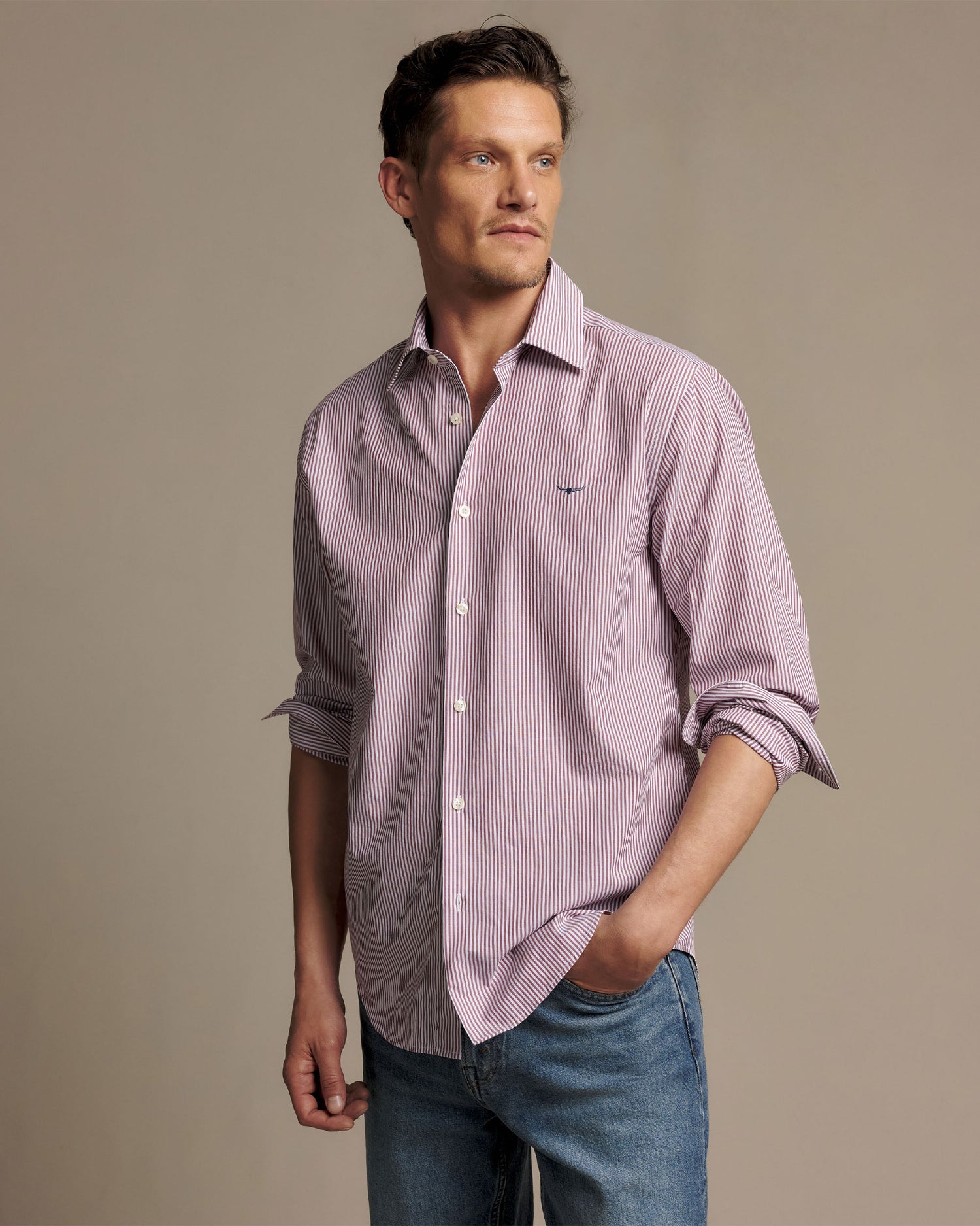 Sommers Poplin Stripe Shirt - Rust