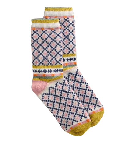 Star Fairisle Wool Sock - Nat Mlt