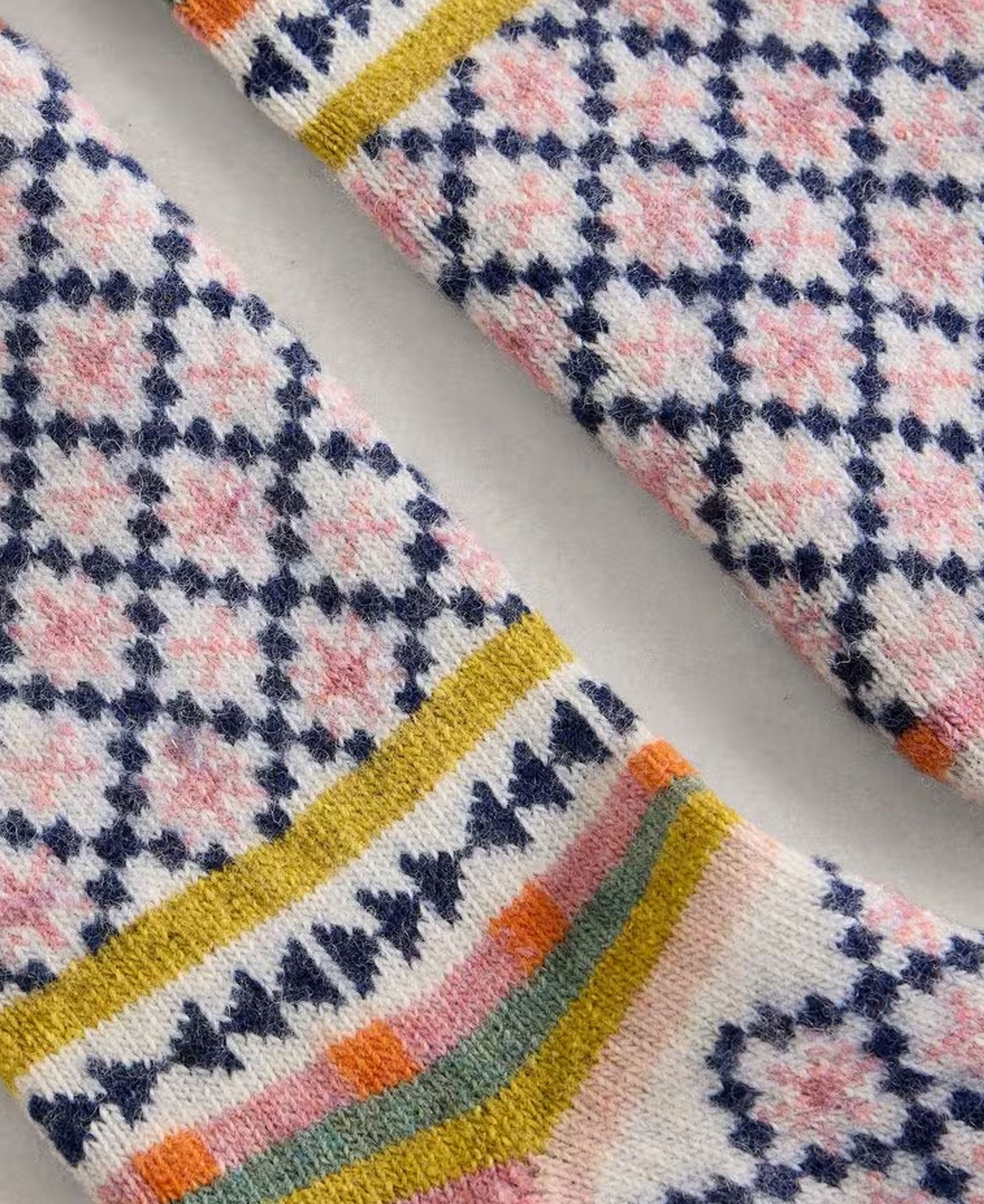 Star Fairisle Wool Sock - Nat Mlt