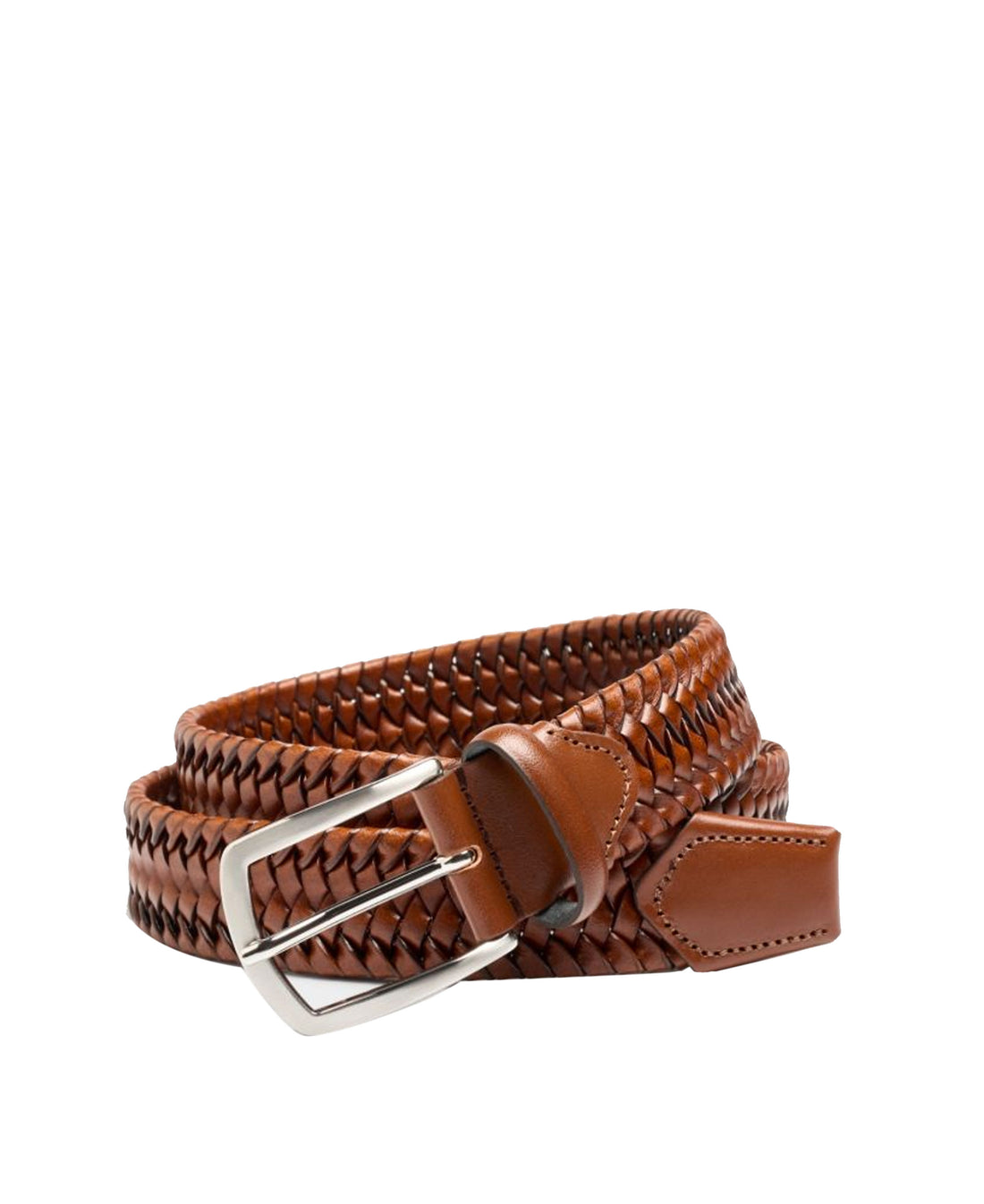 Stretch Braided Belt - Cognac Tan