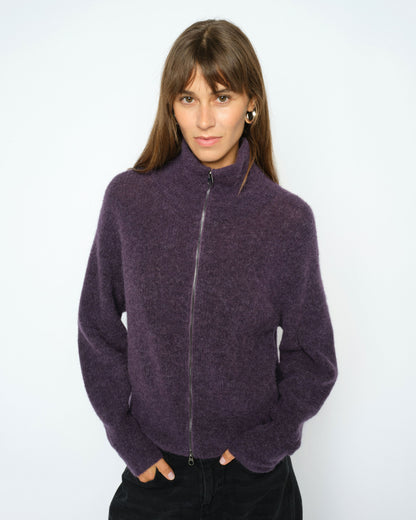 Thora Knit Zip Cardigan - Sweet Grape