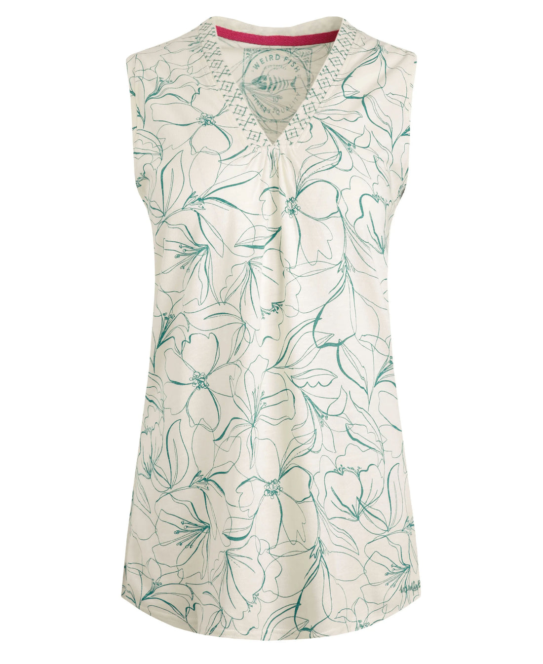 Nonno Organic Printed Cotton Slub Jersey Vest - Viridis