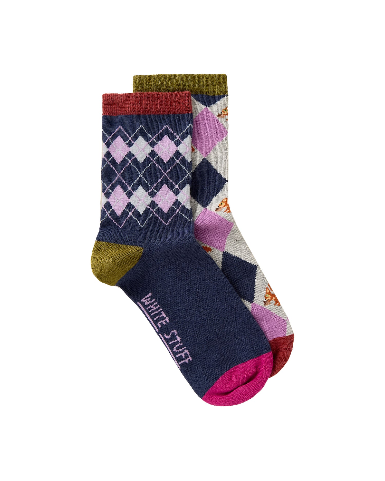 2pk Argyle Squirrel Ankle Sock - Purple Multi