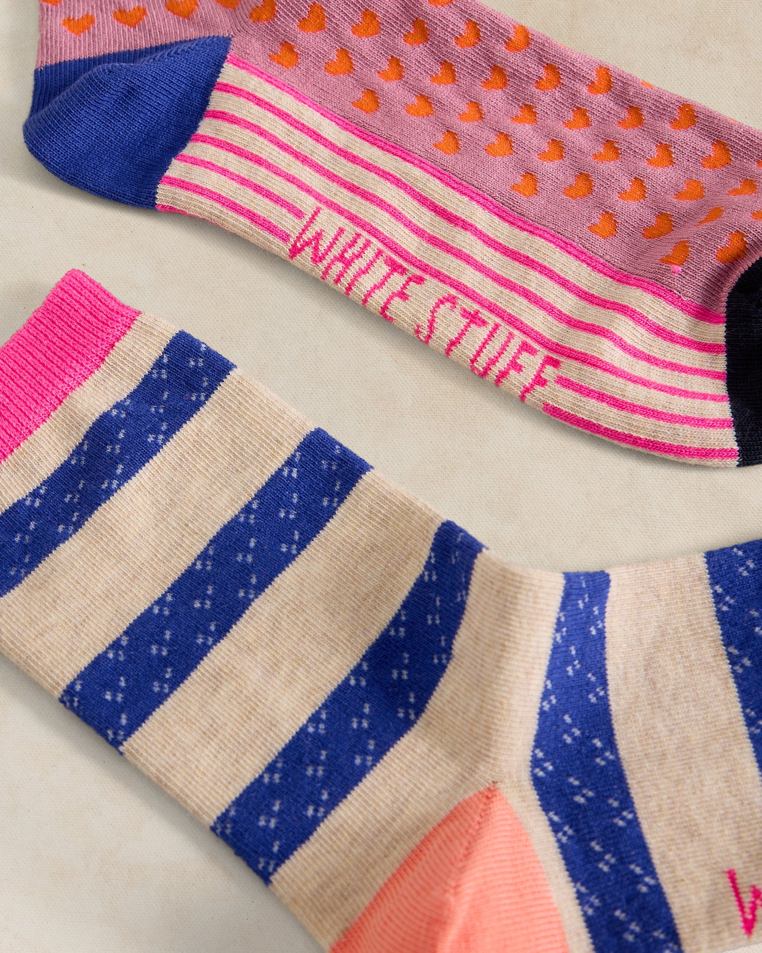 2pk Stripe Heart Ankle Sock - Grey Multi