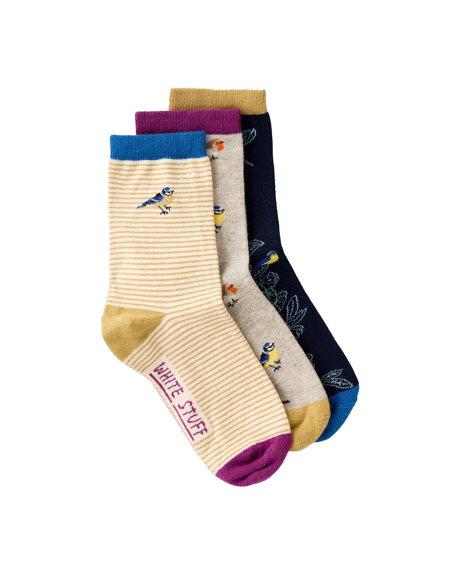 3pk Garden Bird Ankle Socks - Dark Teal