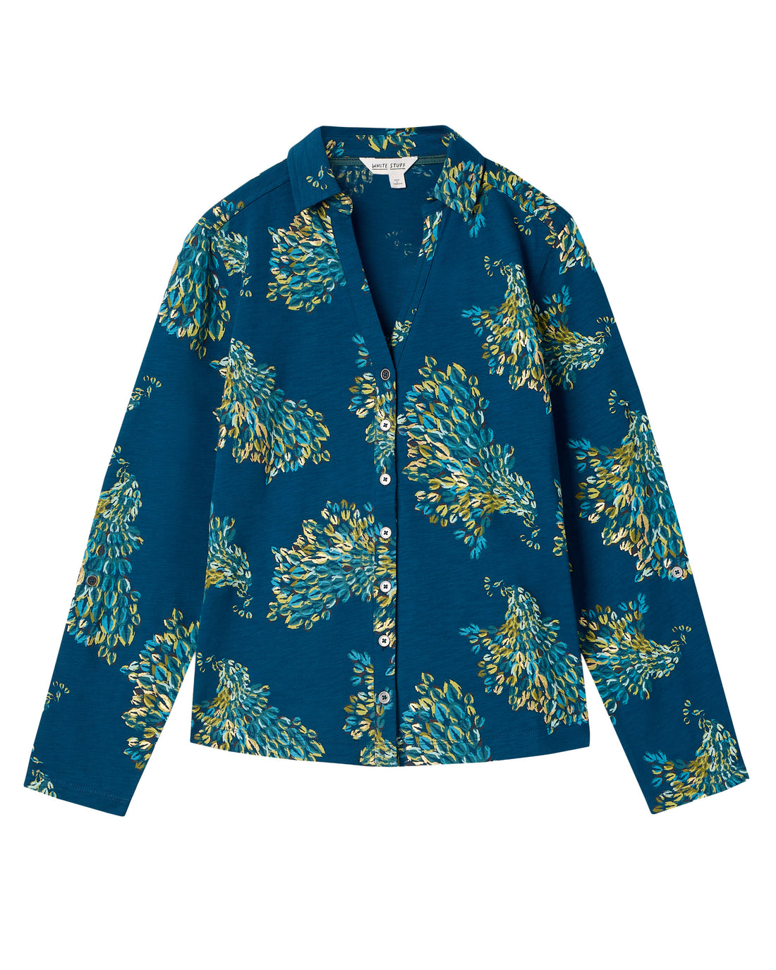 Annie Jersey Foil Shirt - Teal Print