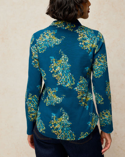 Annie Jersey Foil Shirt - Teal Print