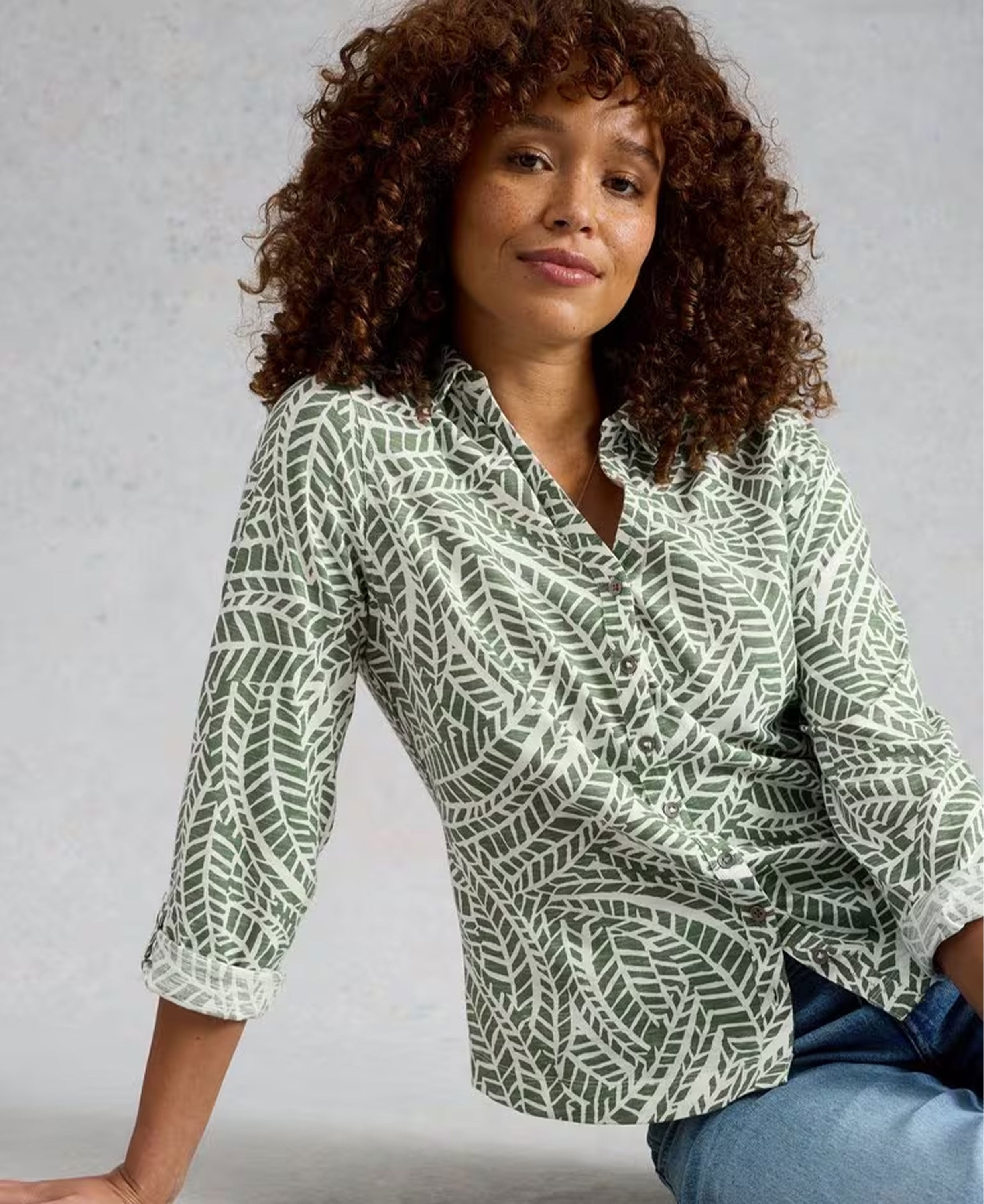 Annie Jersey Shirt - Green Print