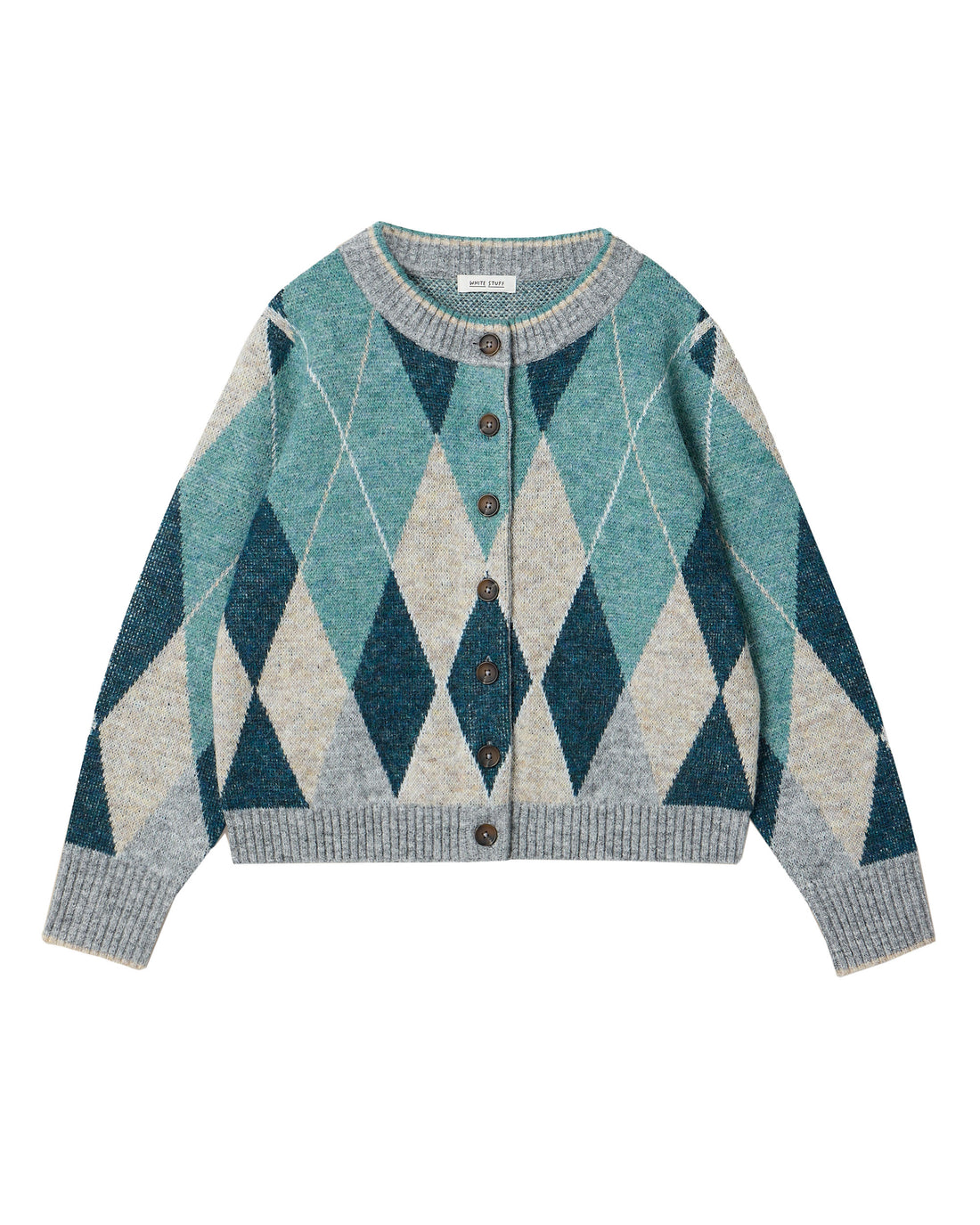 Argyle Check Cardi - Blue Multi