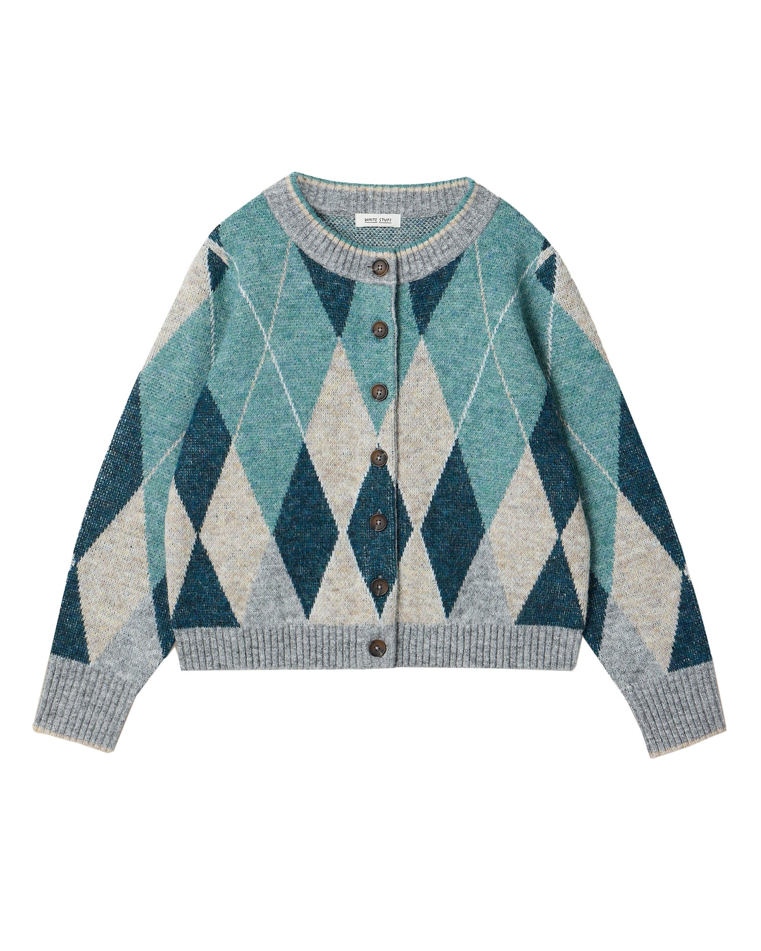 Argyle Check Cardi - Blue Multi