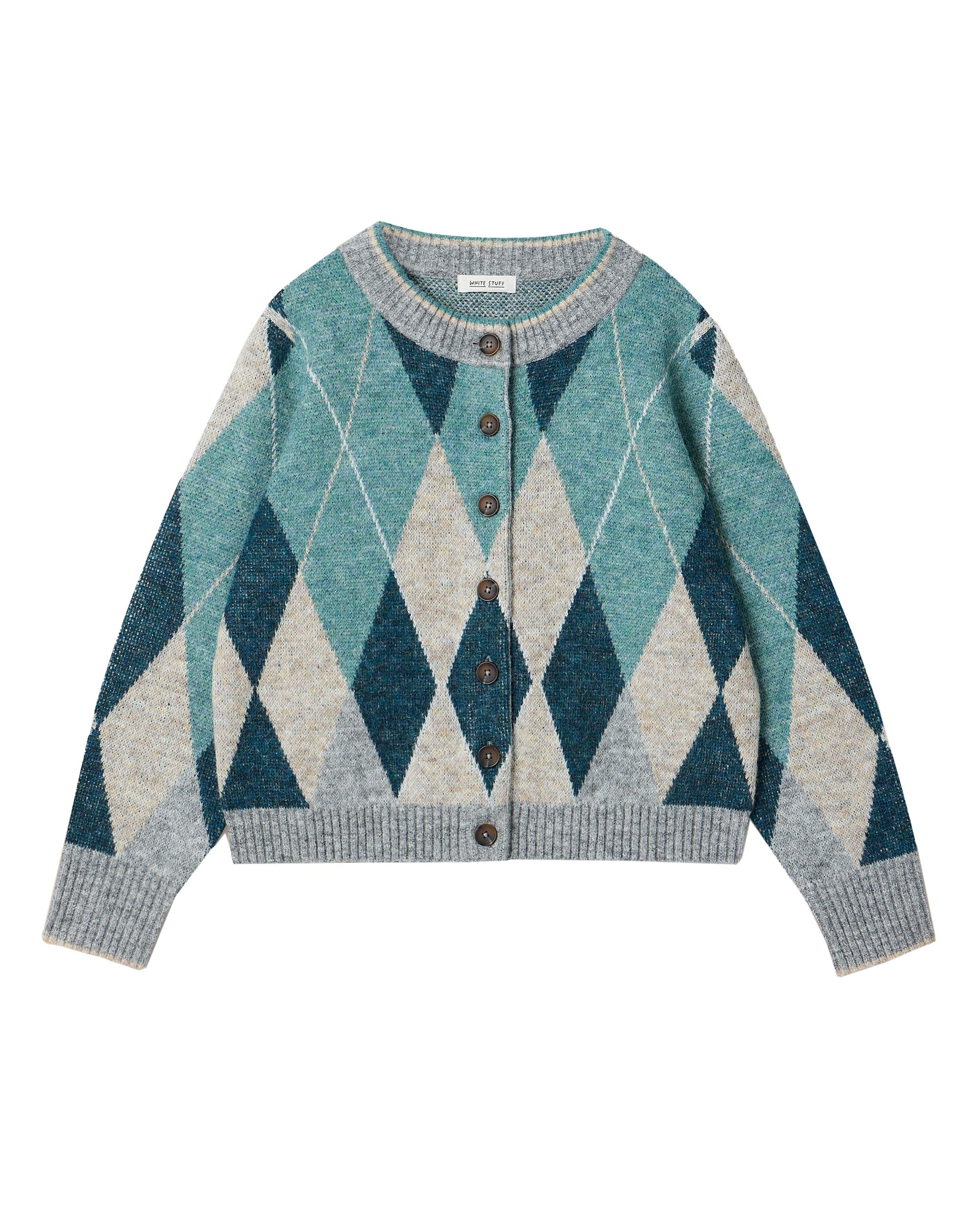 Argyle Check Cardi - Blue Multi