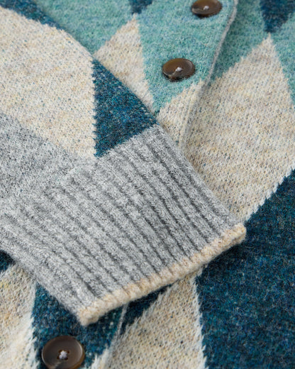 Argyle Check Cardi - Blue Multi