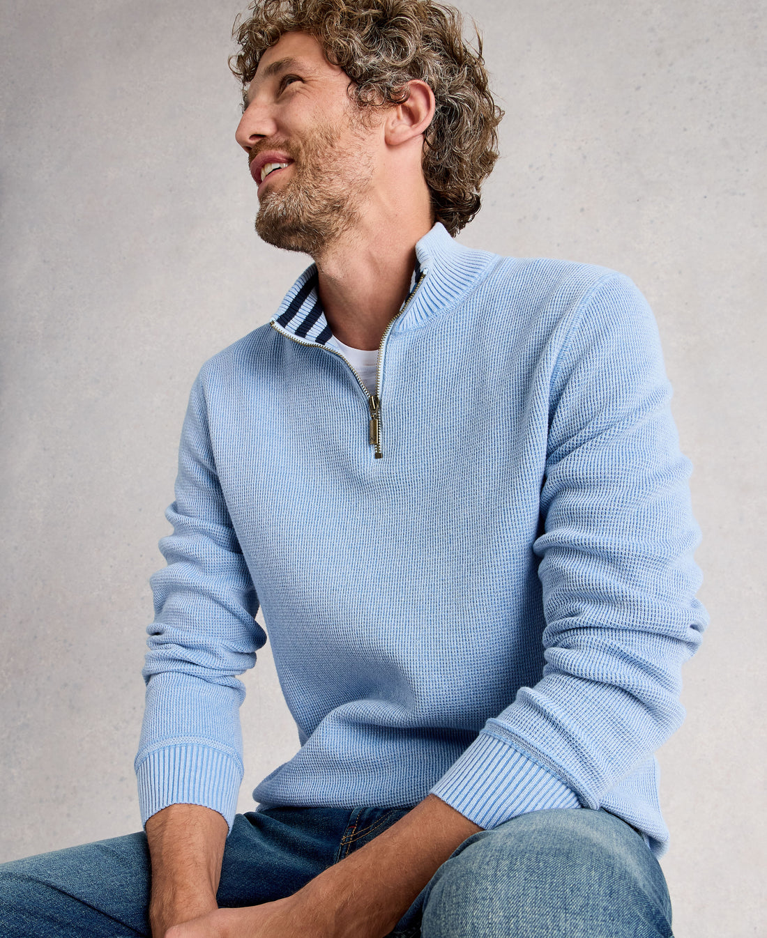 Attadale Funnel Neck Jumper - Light Blue