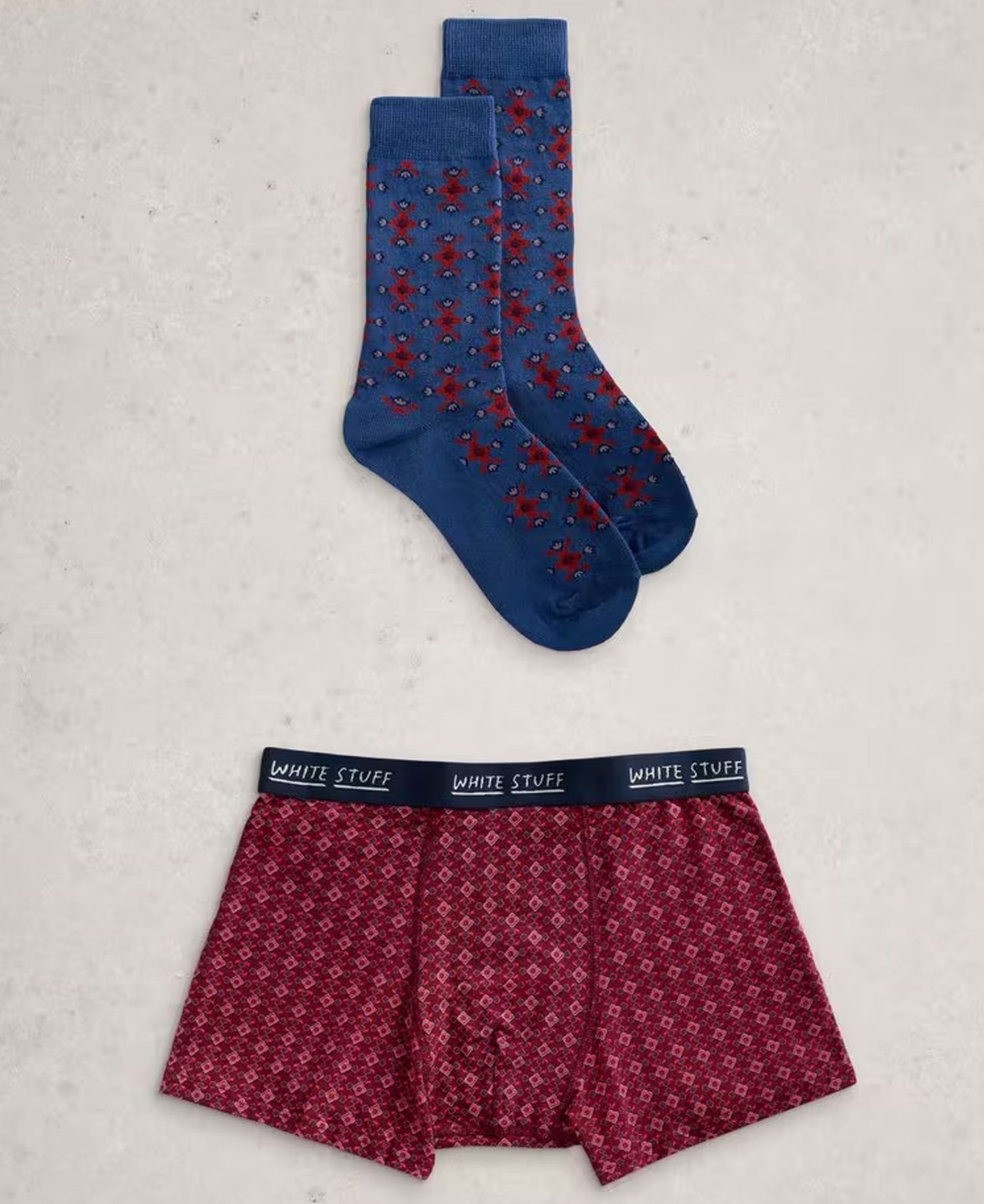 Boxers &amp; Sock Gift Set - Dark Red