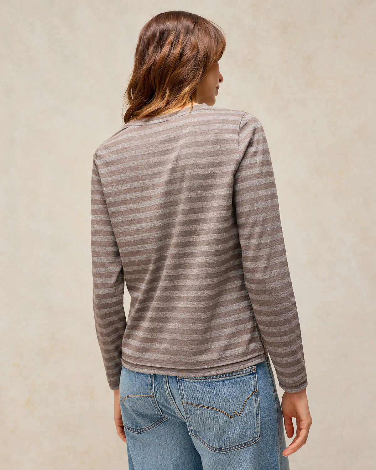 Clara Stripe Sparkle Top - Grey Multi