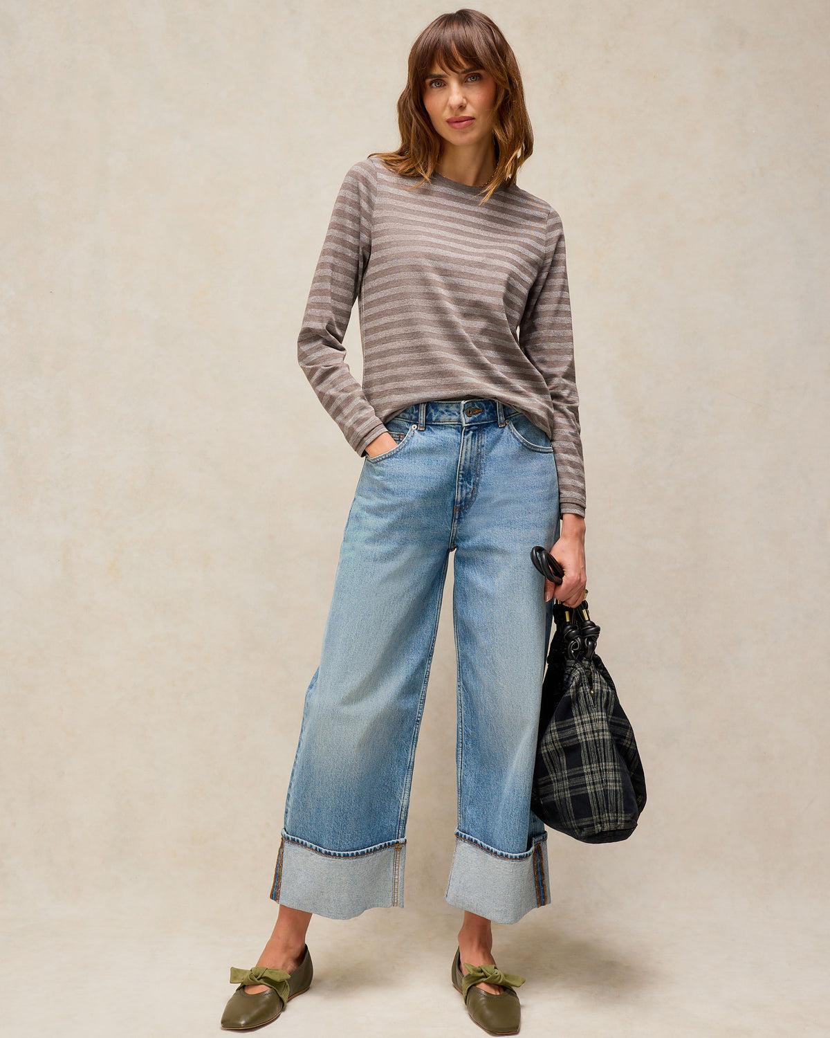 Clara Stripe Sparkle Top - Grey Multi