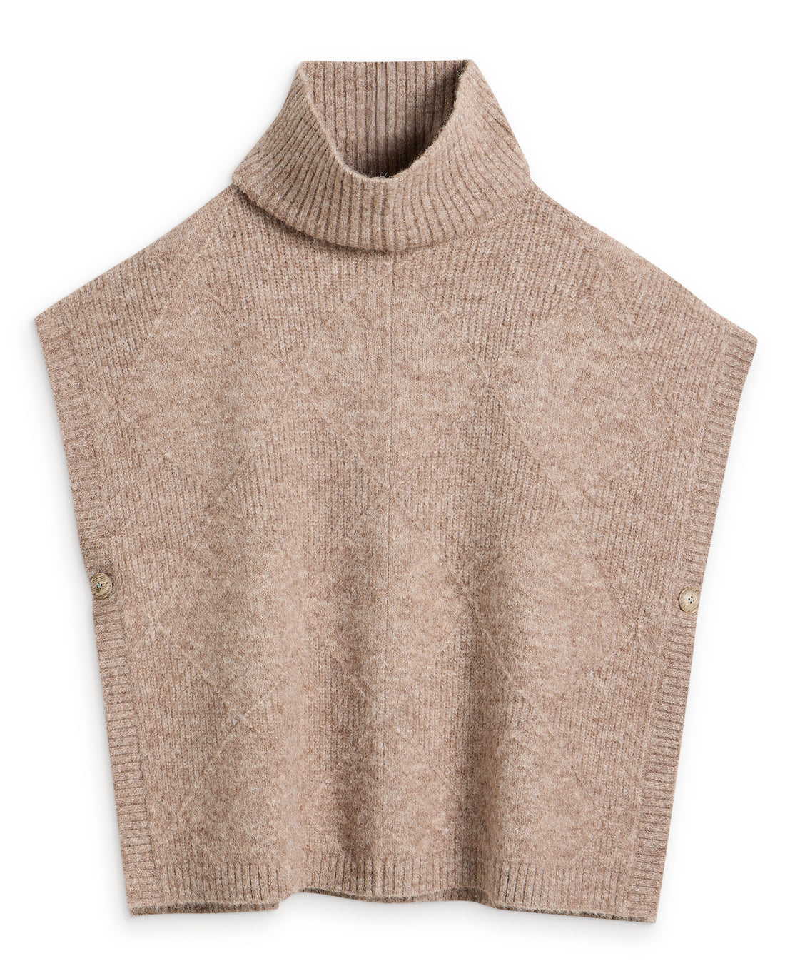 Diamond Stitch Poncho - Light Natural