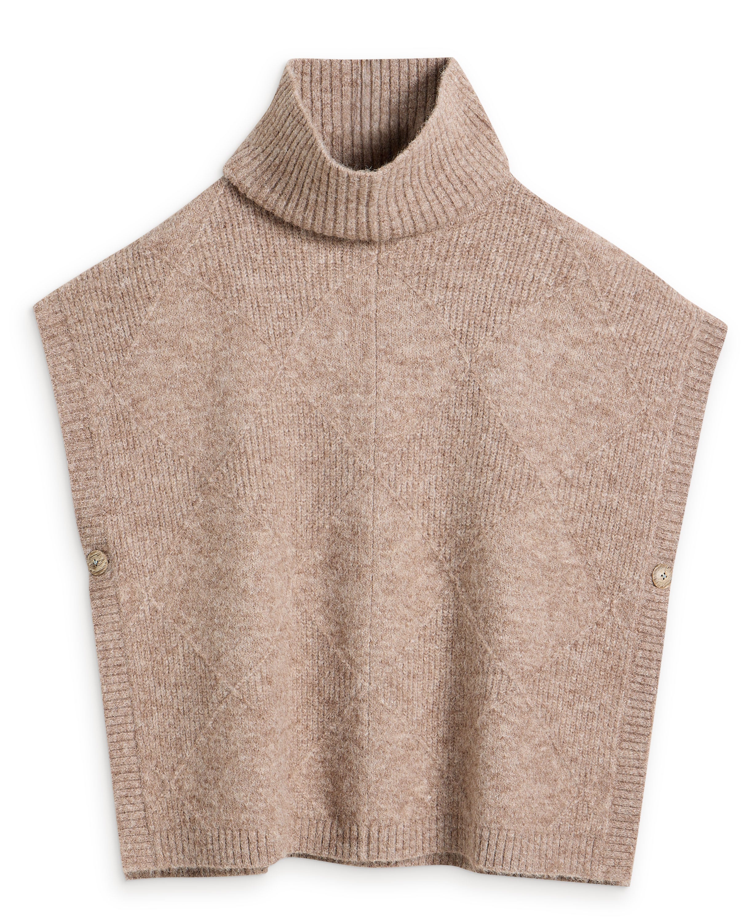 Diamond Stitch Poncho - Light Natural