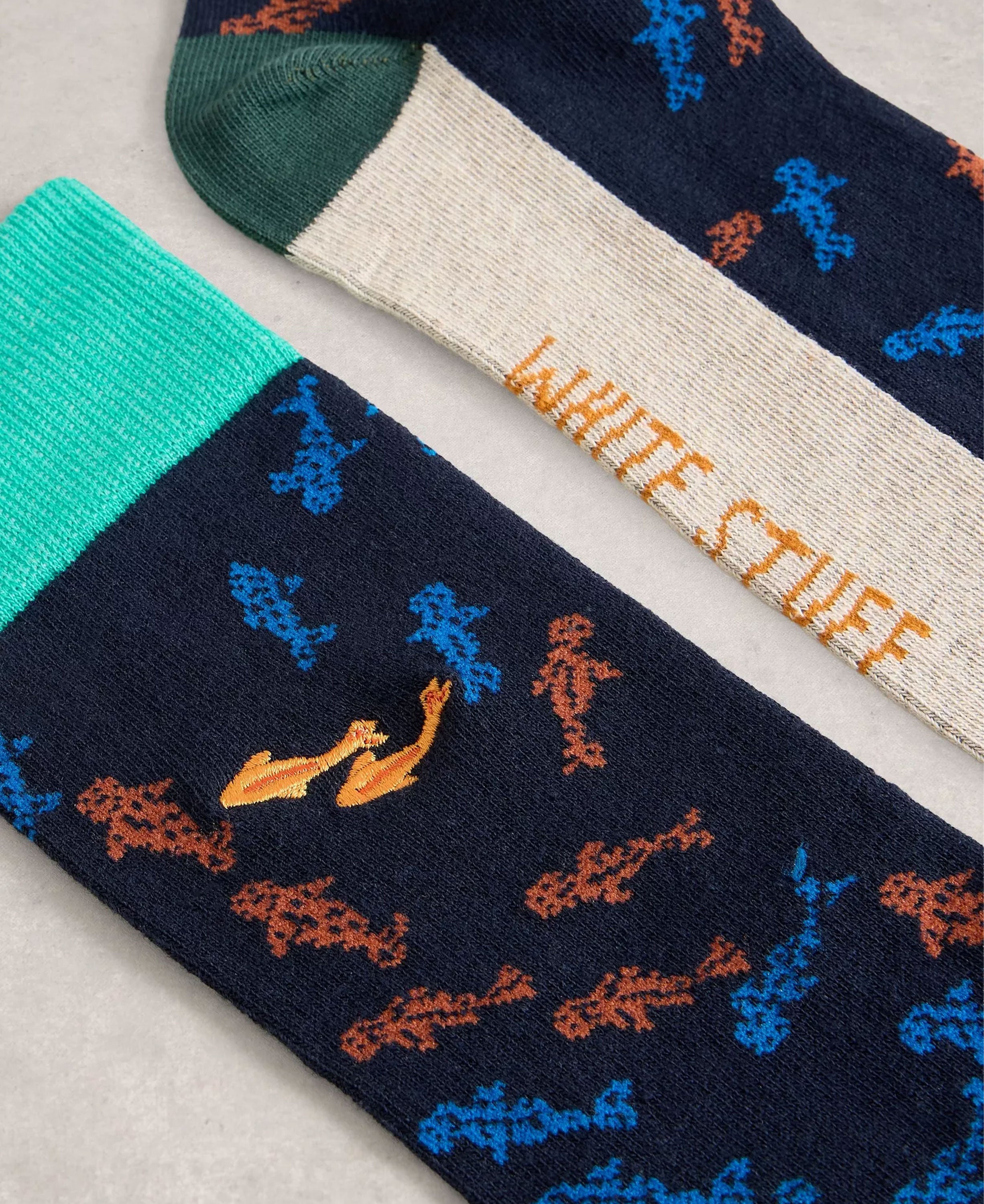 Embroidered Ankle Sock - Navy Multi