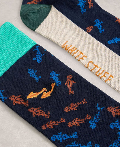 Embroidered Ankle Sock - Navy Multi