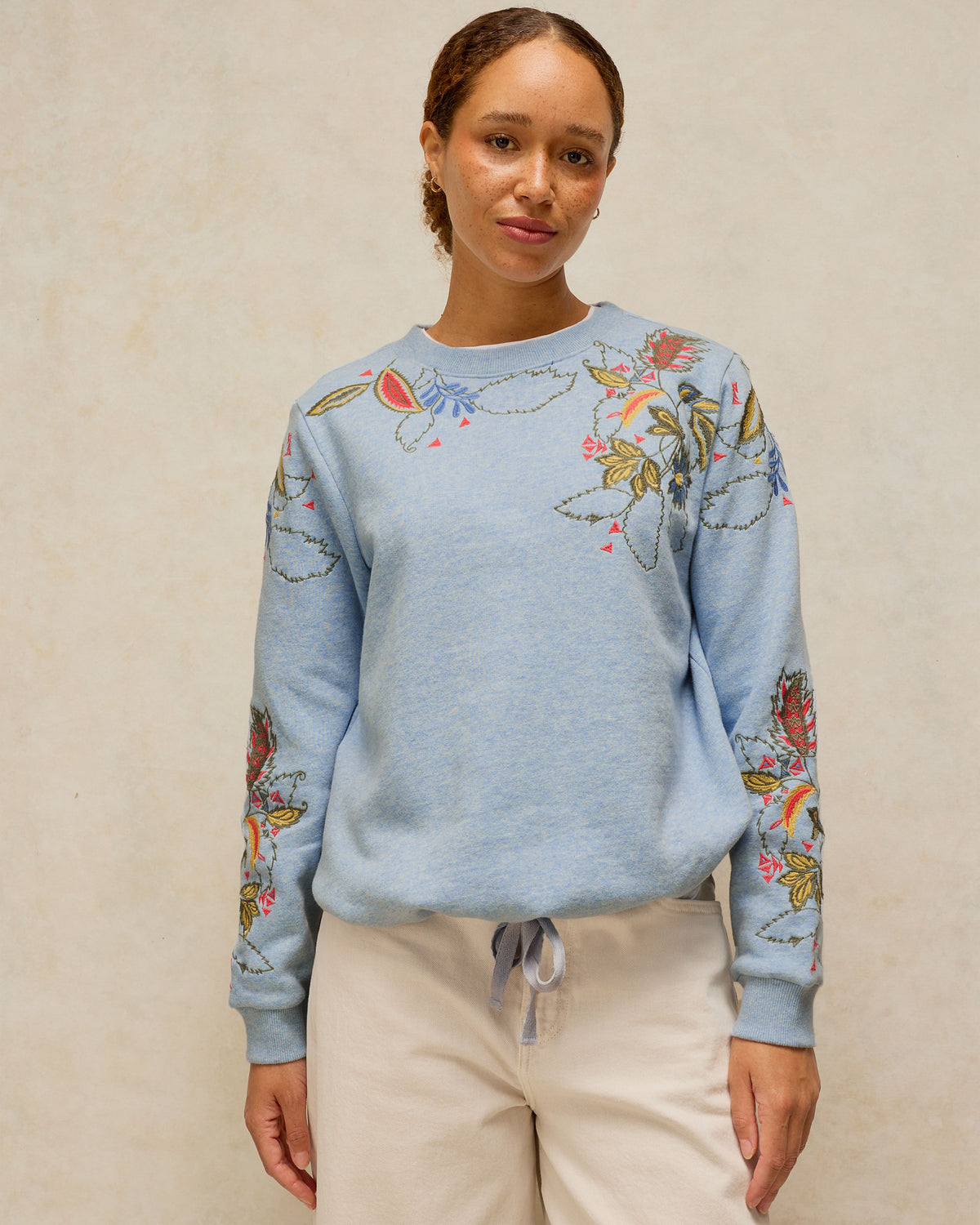 Embroidered Sweat - Mid Blue