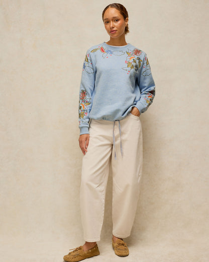 Embroidered Sweat - Mid Blue