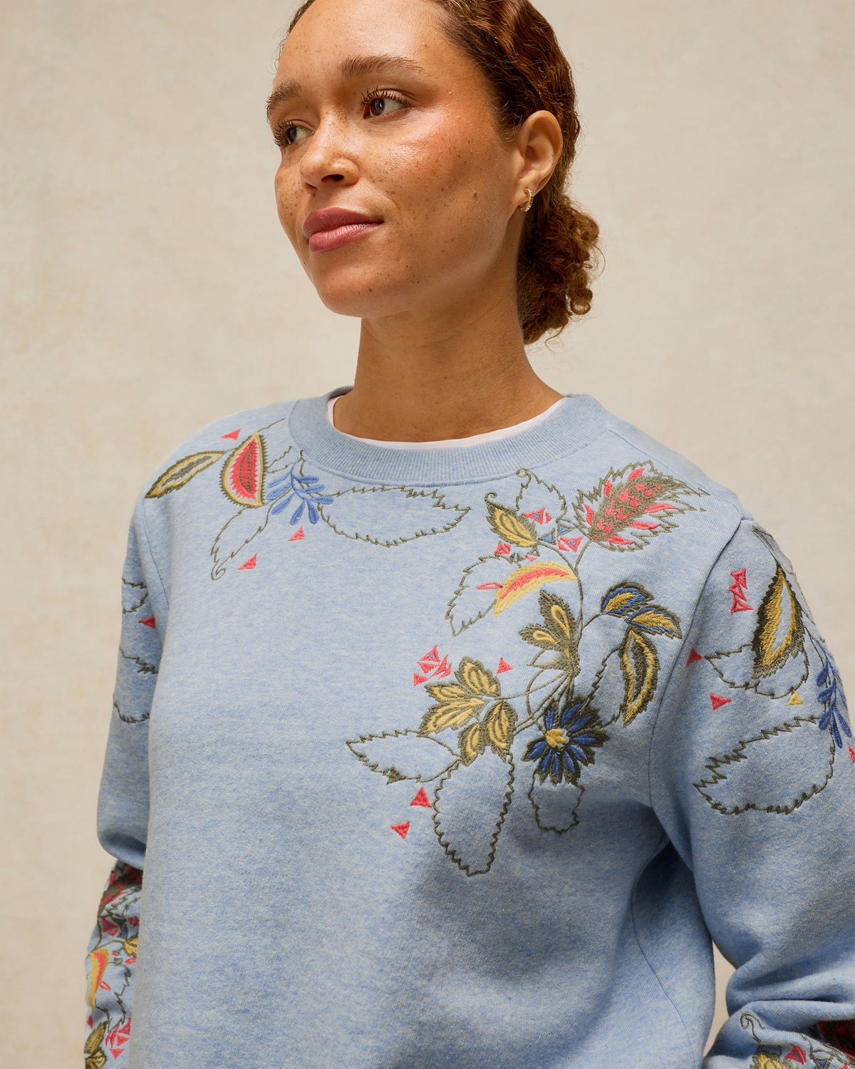 Embroidered Sweat - Mid Blue
