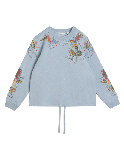 Embroidered Sweat - Mid Blue