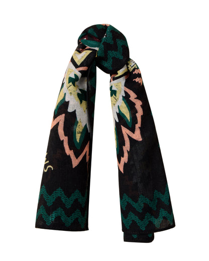 Emily Square Printed Scarf - Green Print