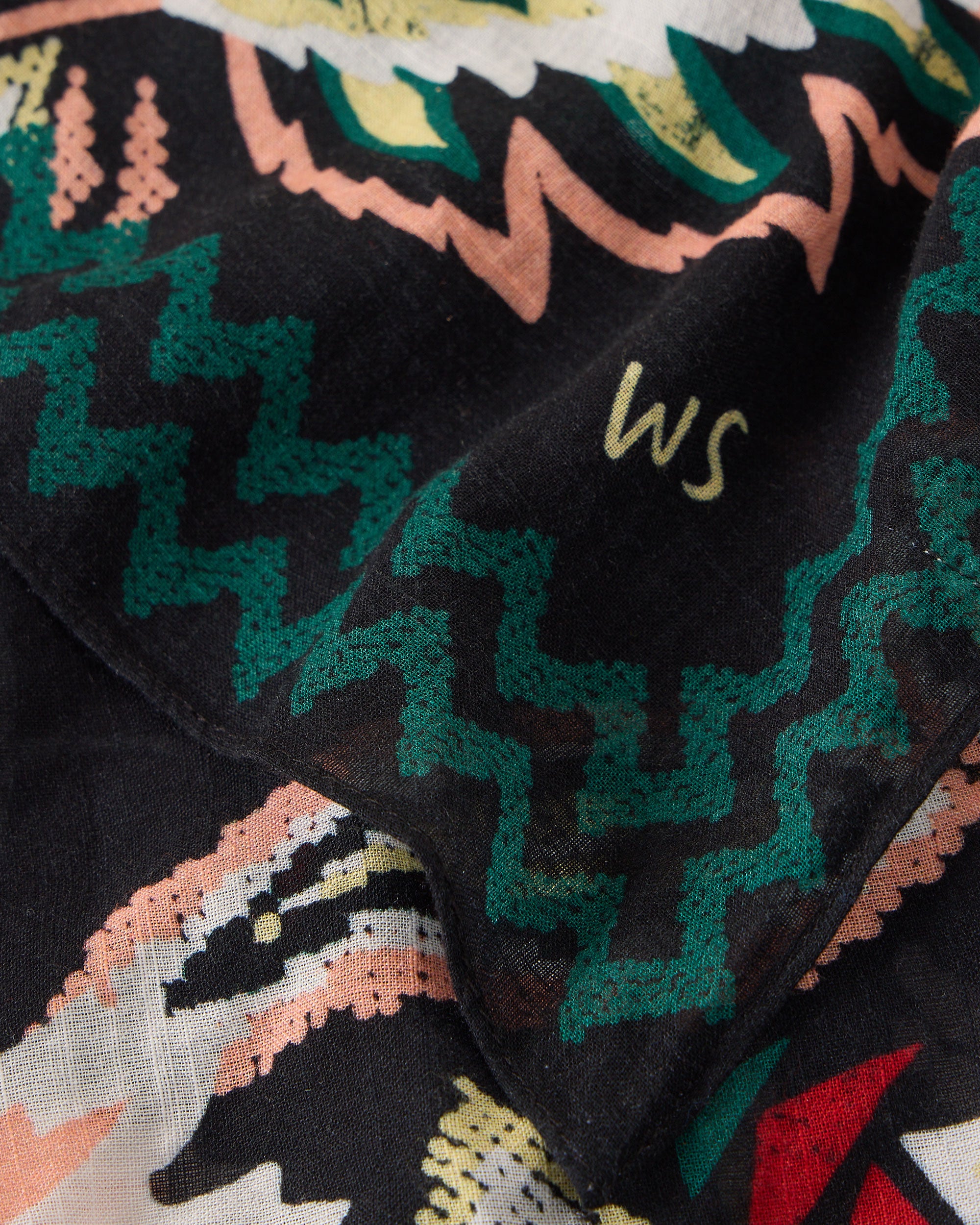 Emily Square Printed Scarf - Green Print