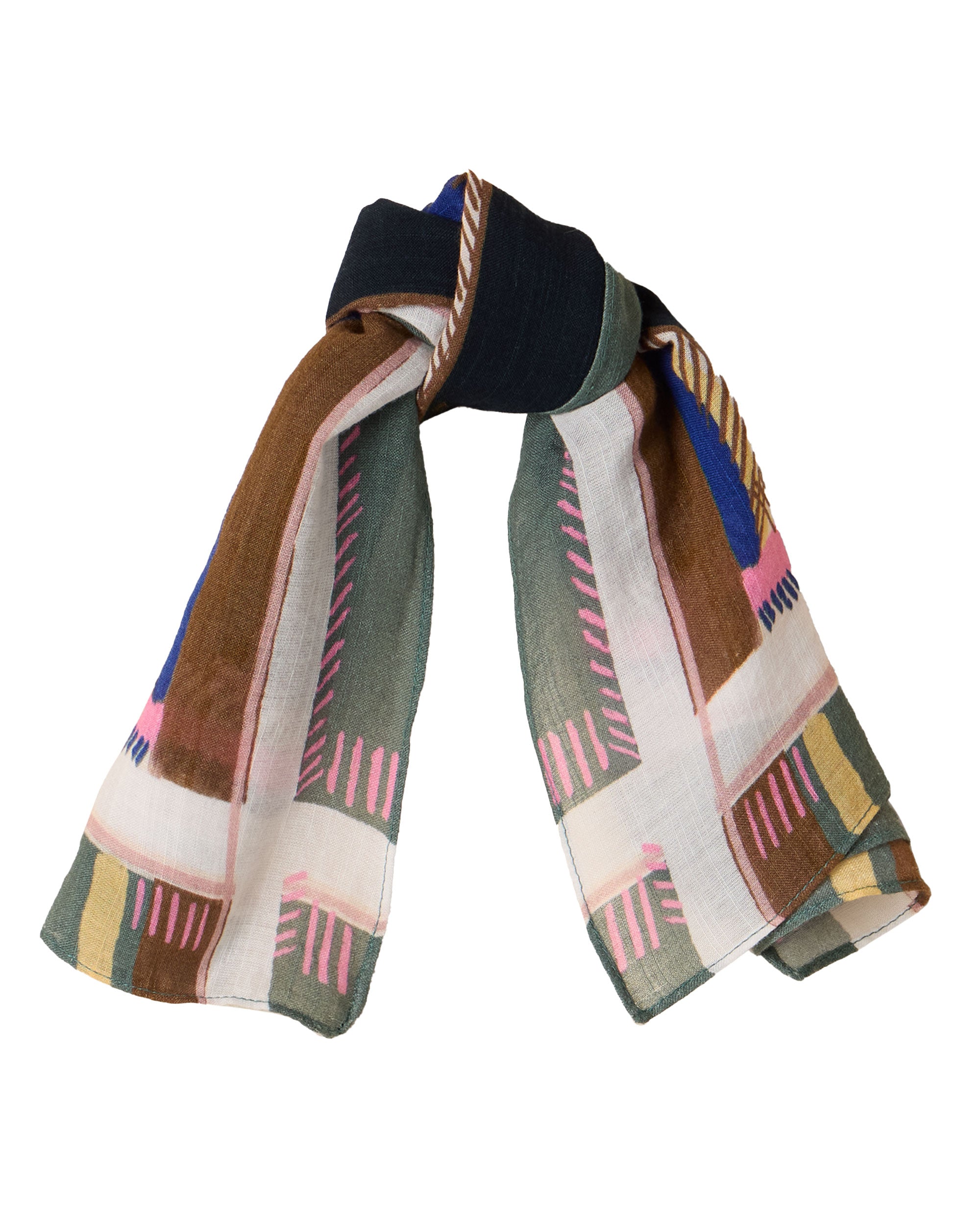 Emily Square Printed Scarf - Navy Print