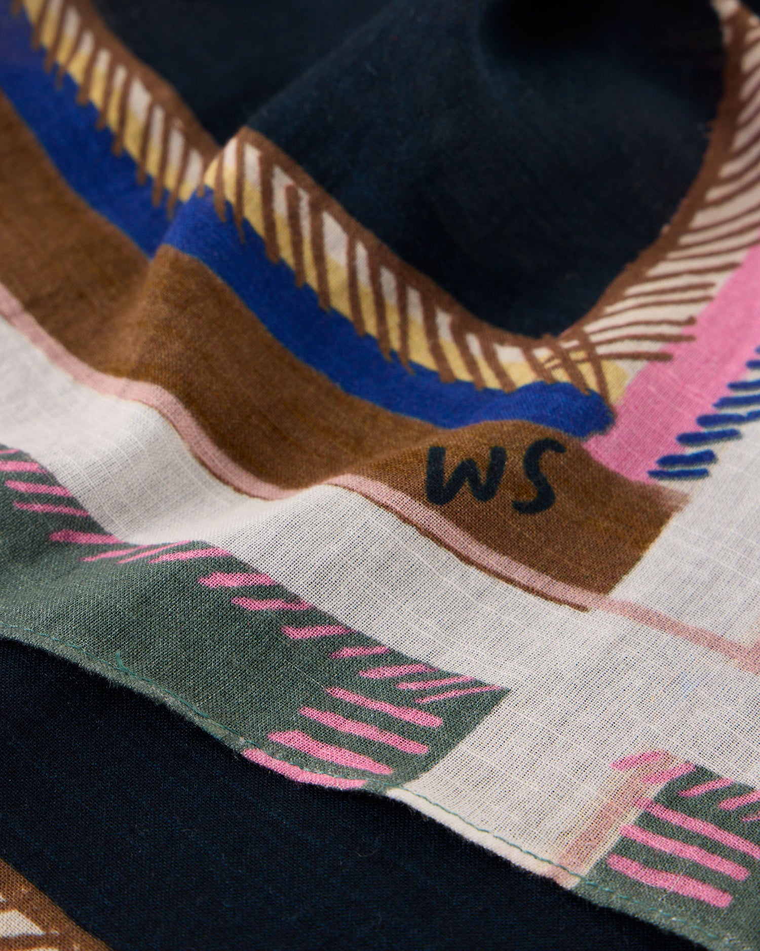 Emily Square Printed Scarf - Navy Print