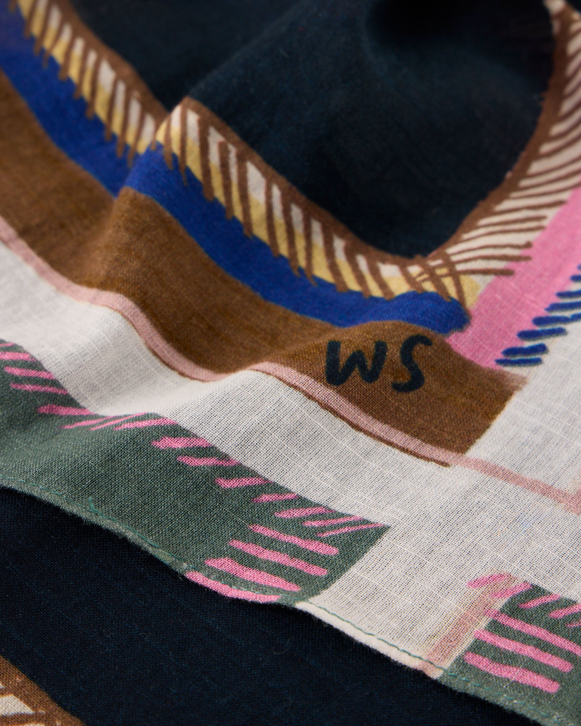 Emily Square Printed Scarf - Navy Print