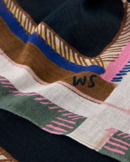 Emily Square Printed Scarf - Navy Print
