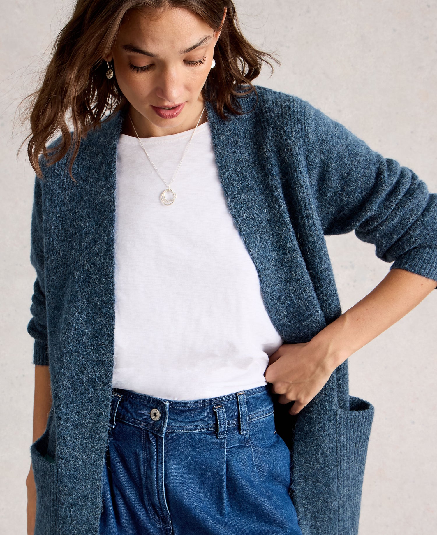 Erin Long Line Cardi - Dark Blue