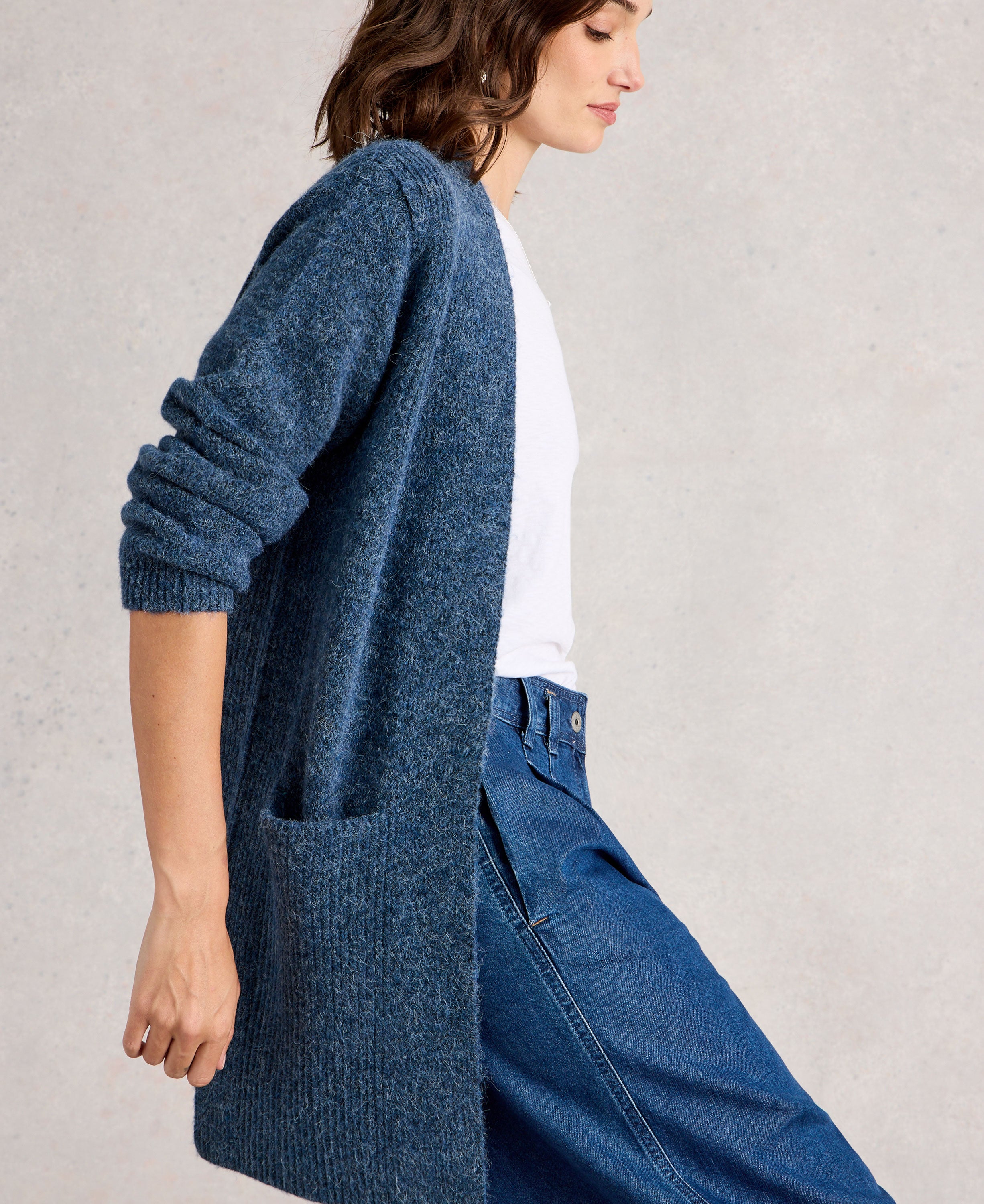 Erin Long Line Cardi - Dark Blue