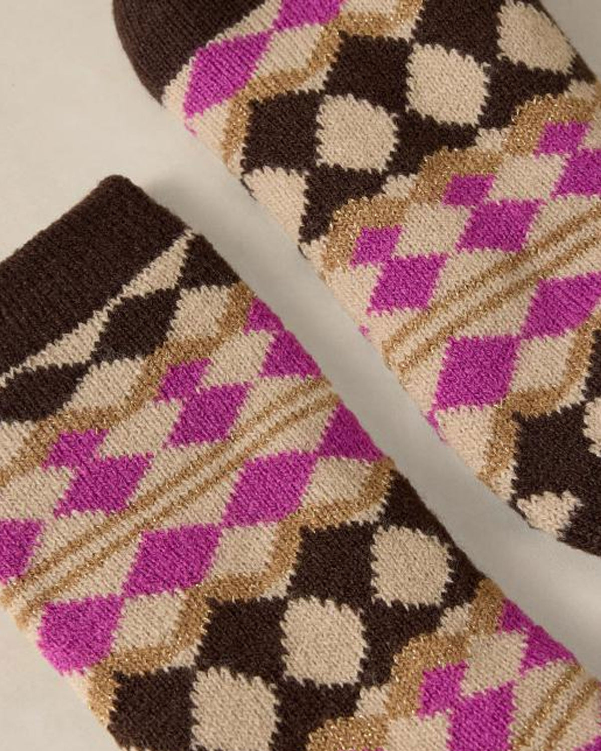 Fairisle Cabin Sock - Pink Mlt