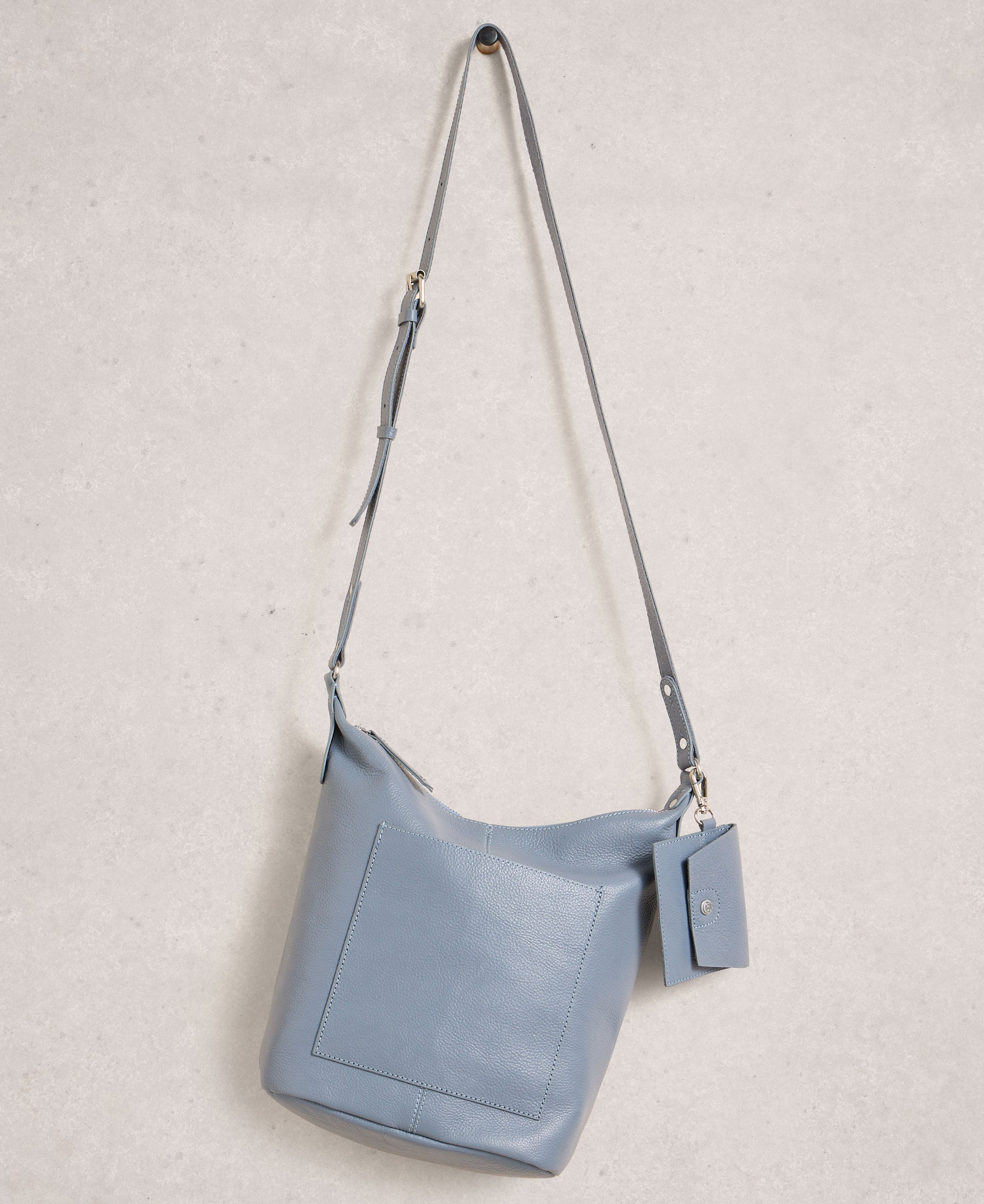 Fern Leather Crossbody - Mid Blue