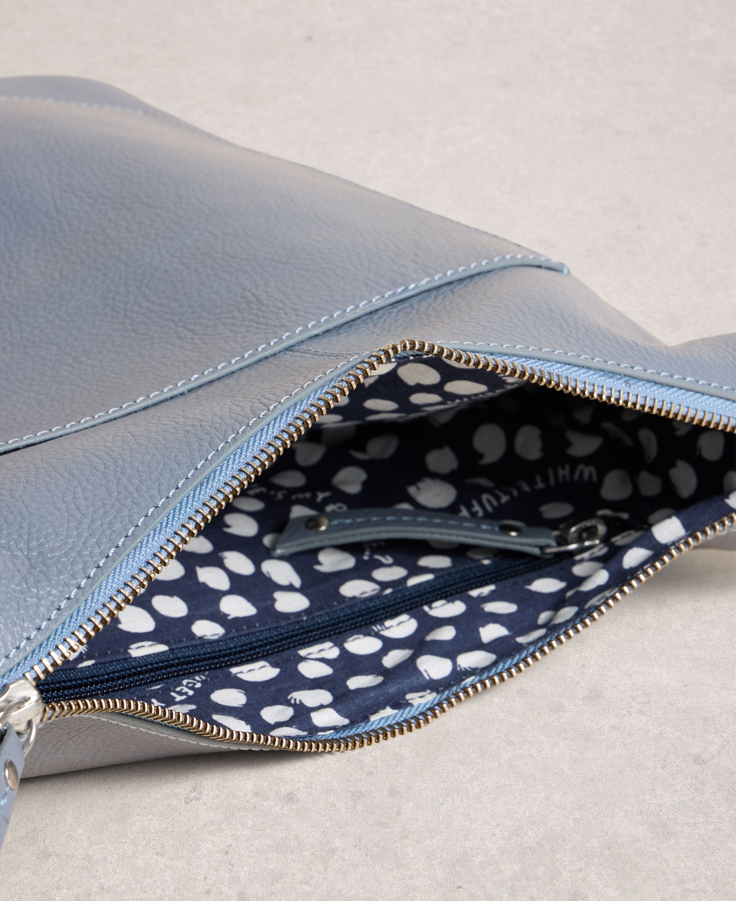 Fern Leather Crossbody - Mid Blue