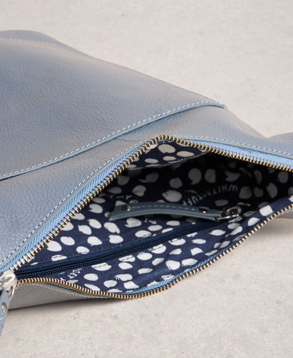 Fern Leather Crossbody - Mid Blue