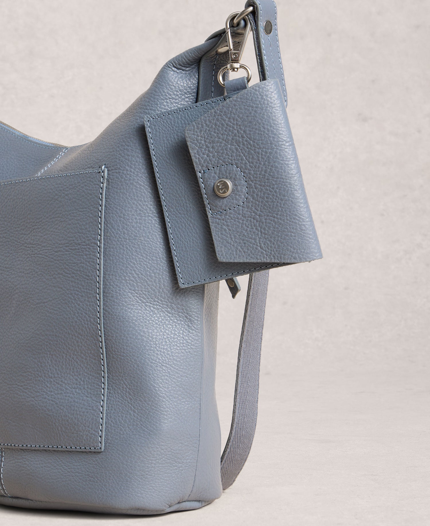 Fern Leather Crossbody - Mid Blue