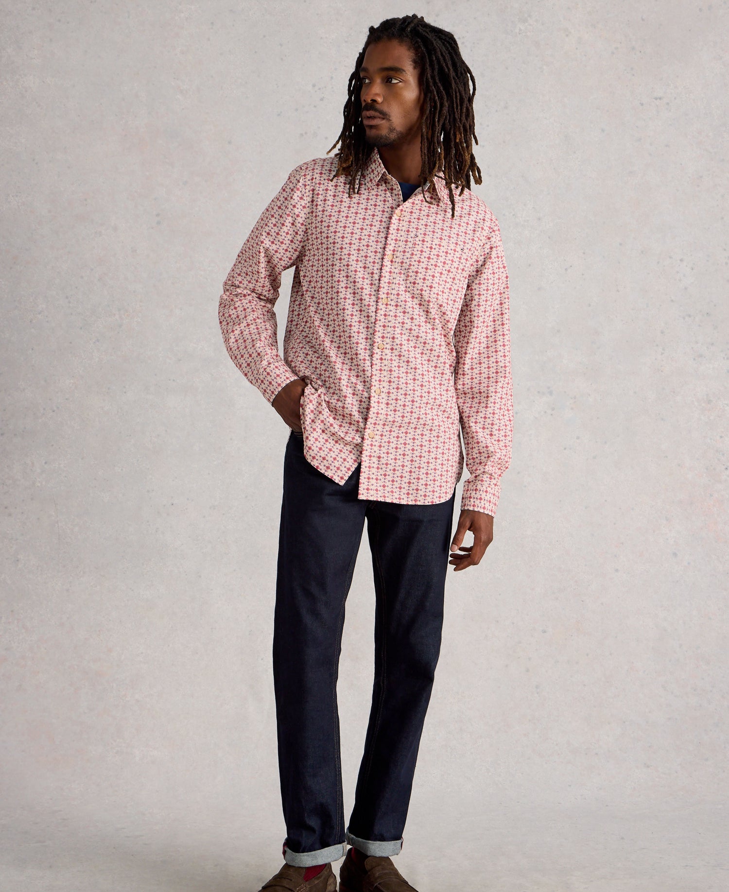 Finsbury Folk Geo Print Shirt - Red Print