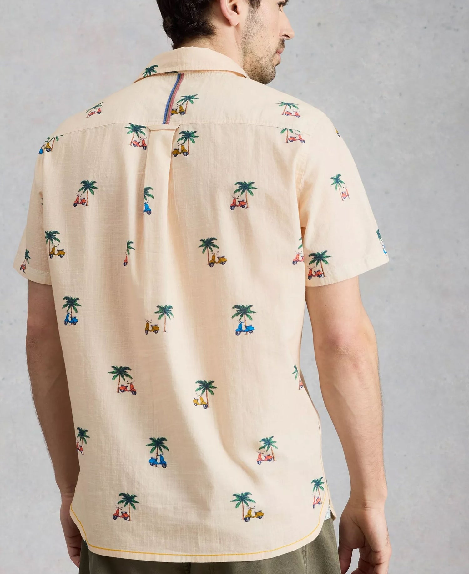 Finsbury Short Sleeve Moped Print Shirt - Natural Print
