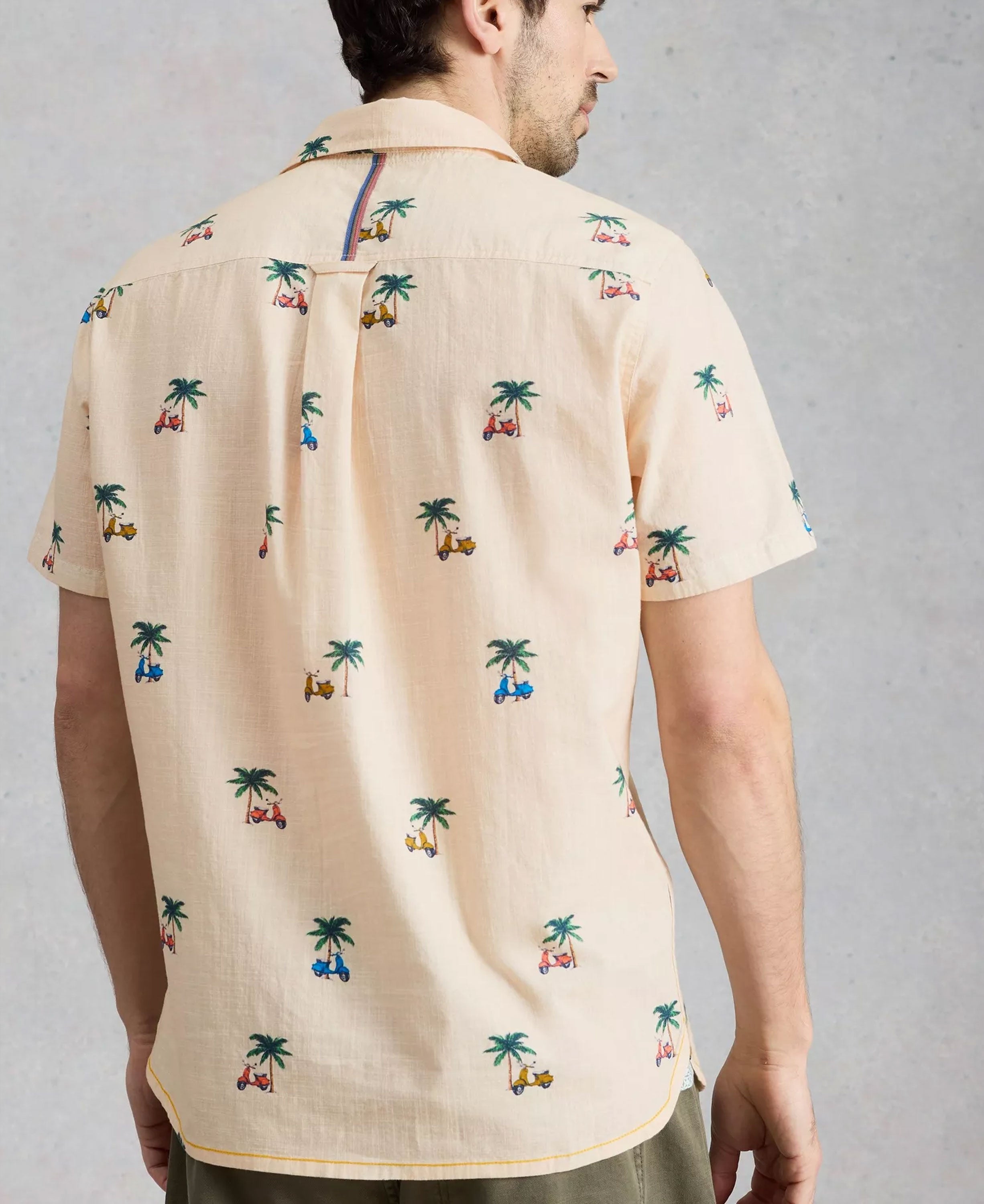 Finsbury Short Sleeve Moped Print Shirt - Natural Print