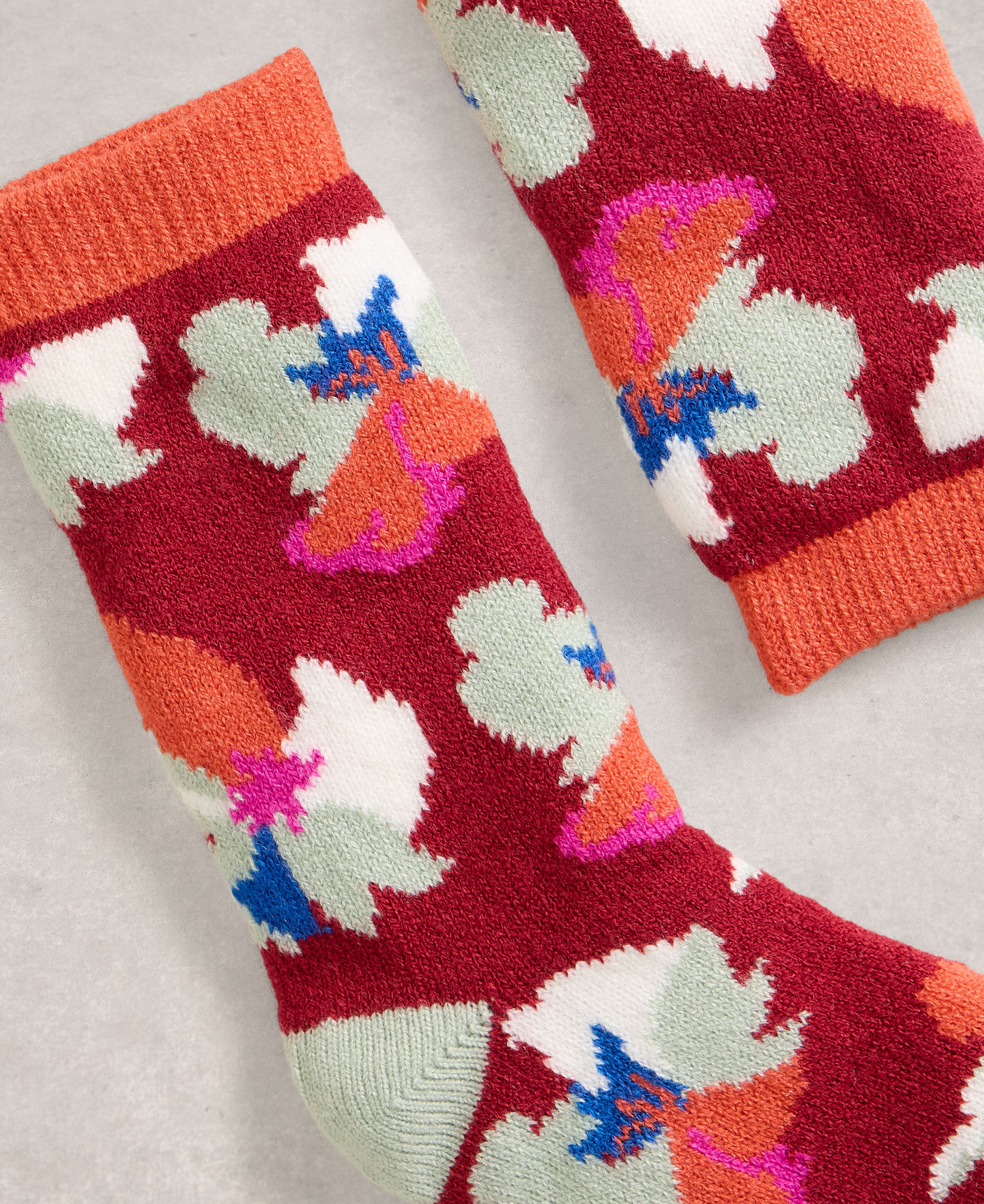 Floral Cabin Sock - Red Multi